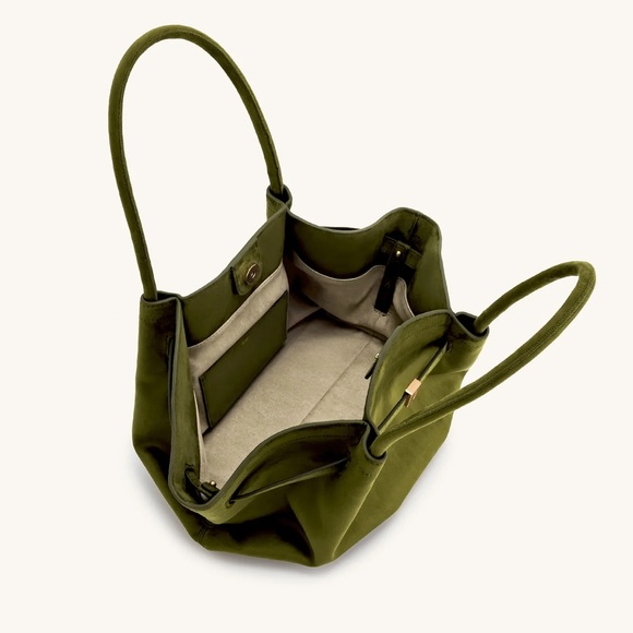 JW PEI - NWT Hana Medium Faux Suede Tote Bag- Dark Olive - Picture 3 of 10